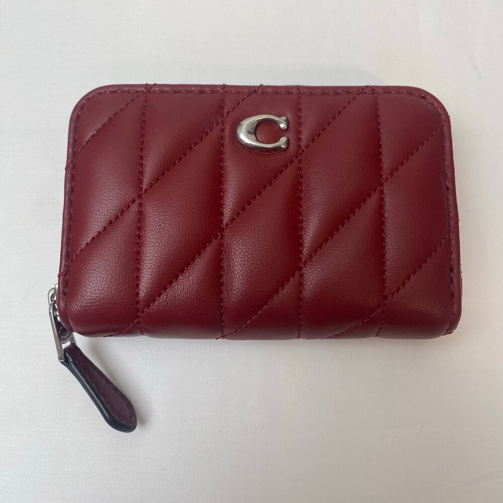 Coach CM505 Dark Red Leather Zip-Around Card Case